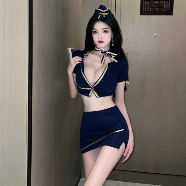 Stewardess uniform sexy lingerie lace hip skirt pajamas